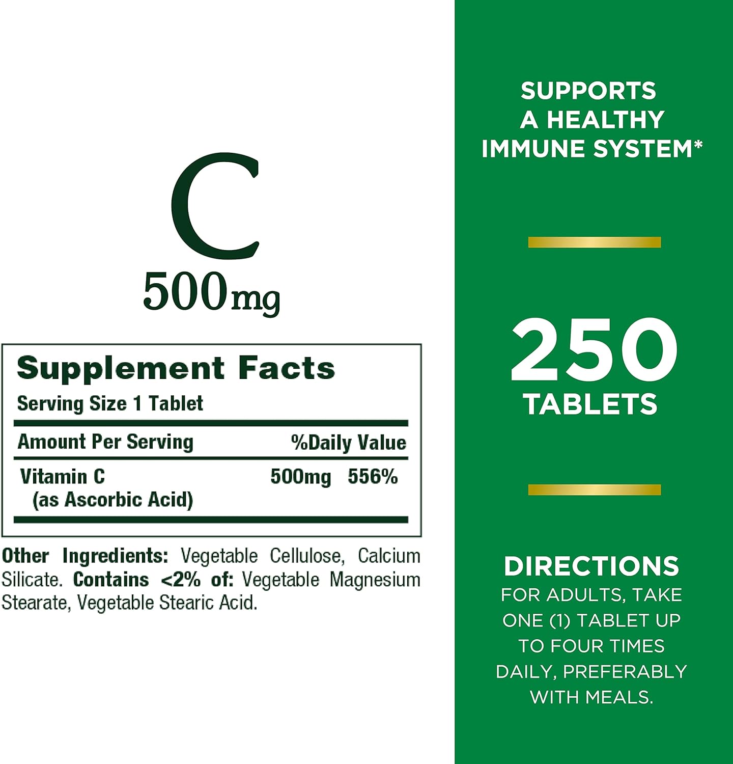 Nature's Bounty Vitamin C, Immune Support, Tablets, 500mg, 250 Count