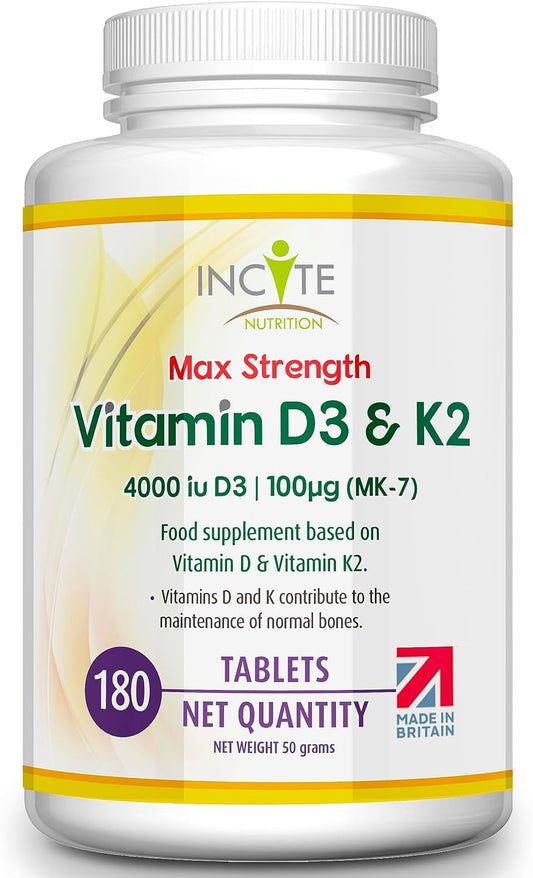 Vitamin D3 K2 (MK7) - Vitamin D3  & Vitamin K2-180 Tablets