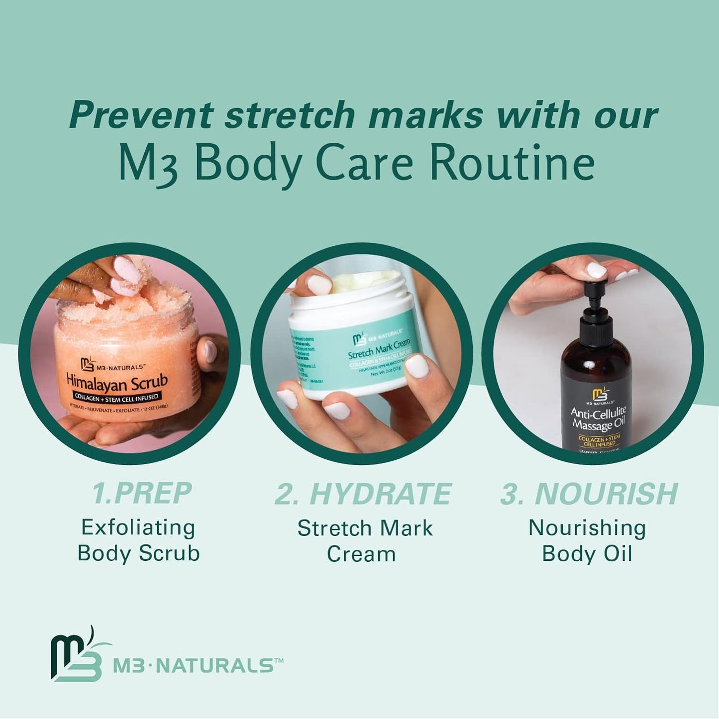 M3 Naturals Stretch Mark Cream Infused with Collagen & Stem Cell