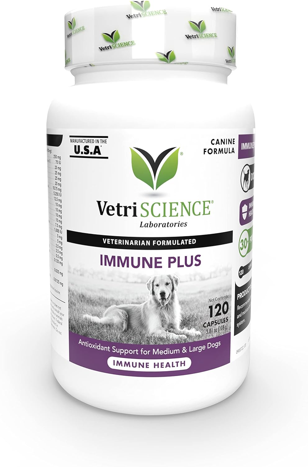 VetriScience Immune Plus Immunity Support for Dogs, 120 Capsules