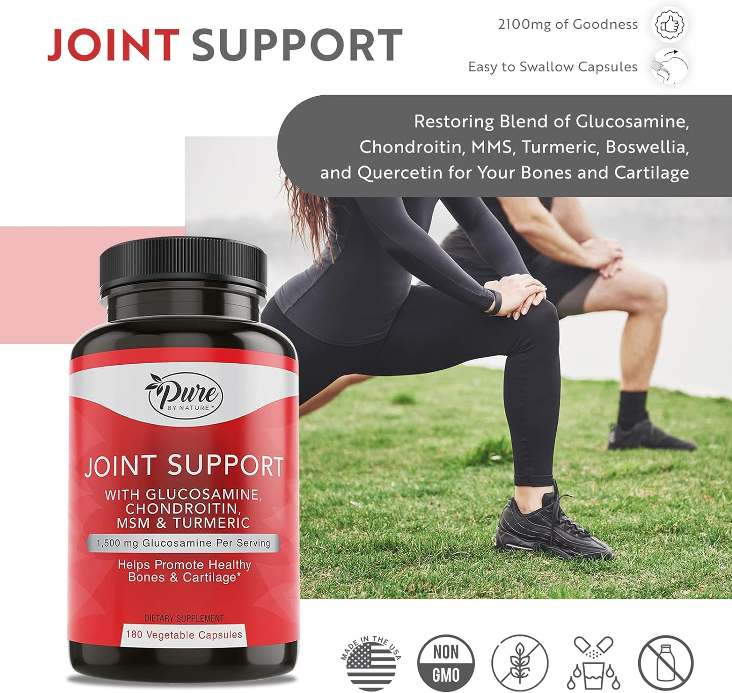 Pure By Nature Joint Support, Glucosamine with Chondroitin 180 Capsules