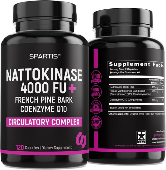 Nattokinase Supplement 4000 FU CoQ10 100mg - 120 capsules