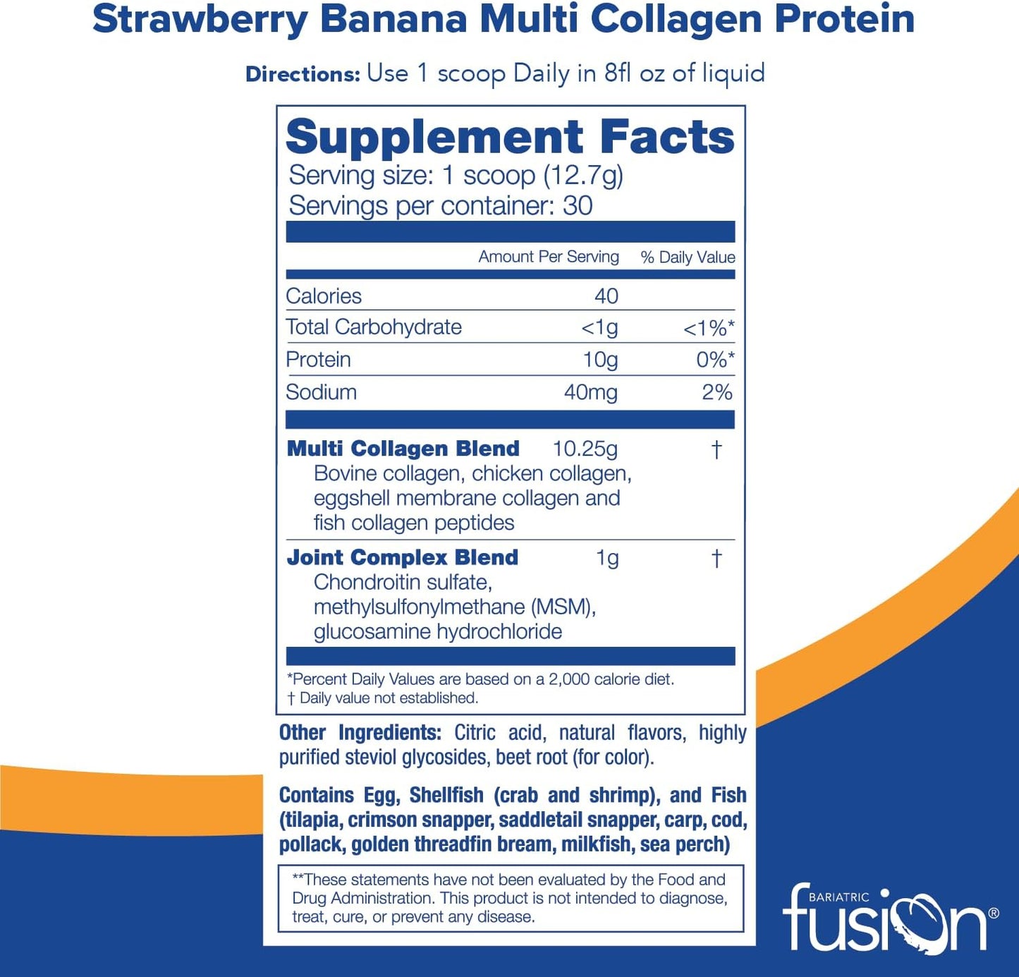 Bariatric Fusion Strawberry Banana Multi Collagen Protein Powder -13.4 oz