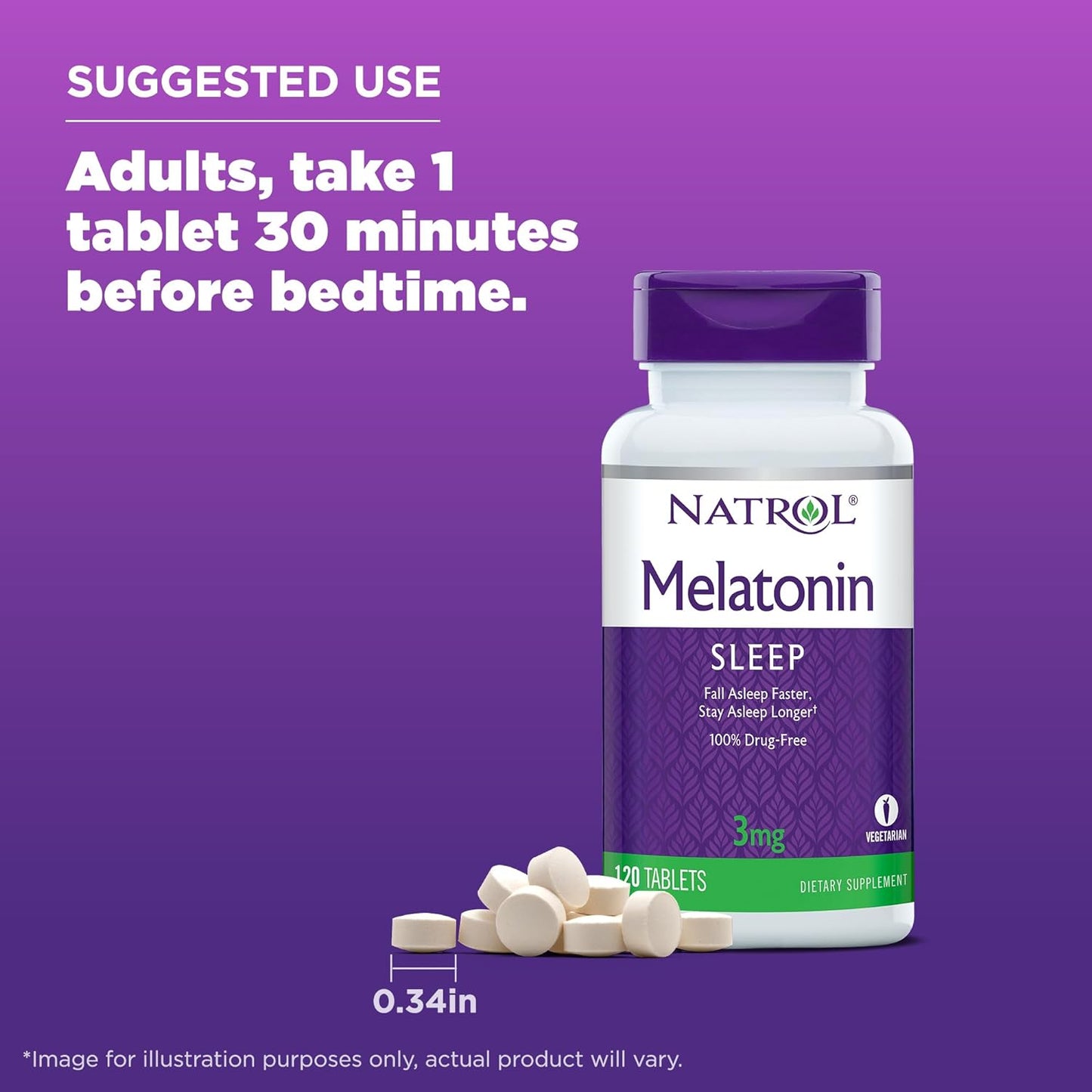 Natrol Melatonin Tablets, Helps You Fall Asleep Faster 3 mg 120 count