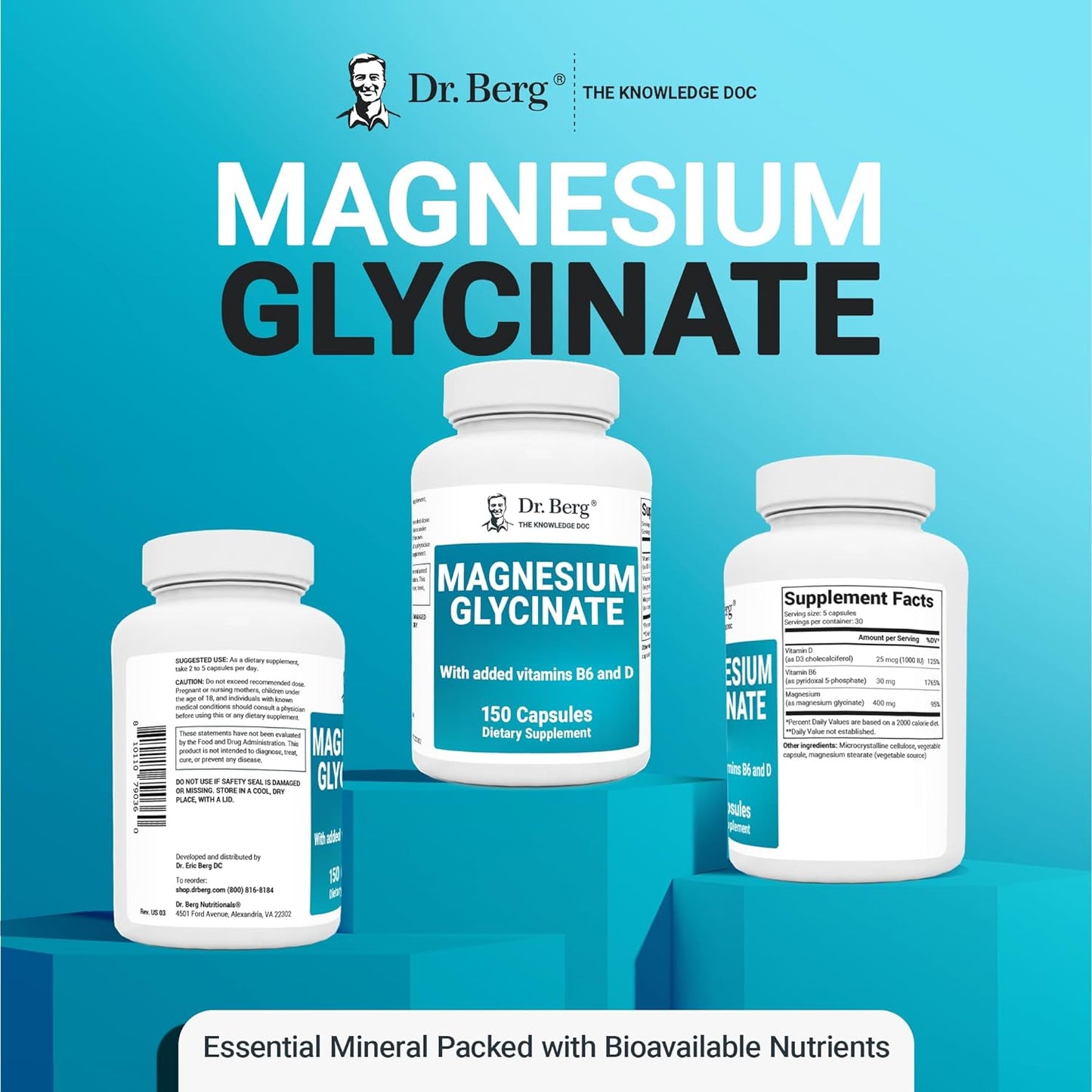 Dr. Berg's Magnesium Glycinate 150 Veg Capsules