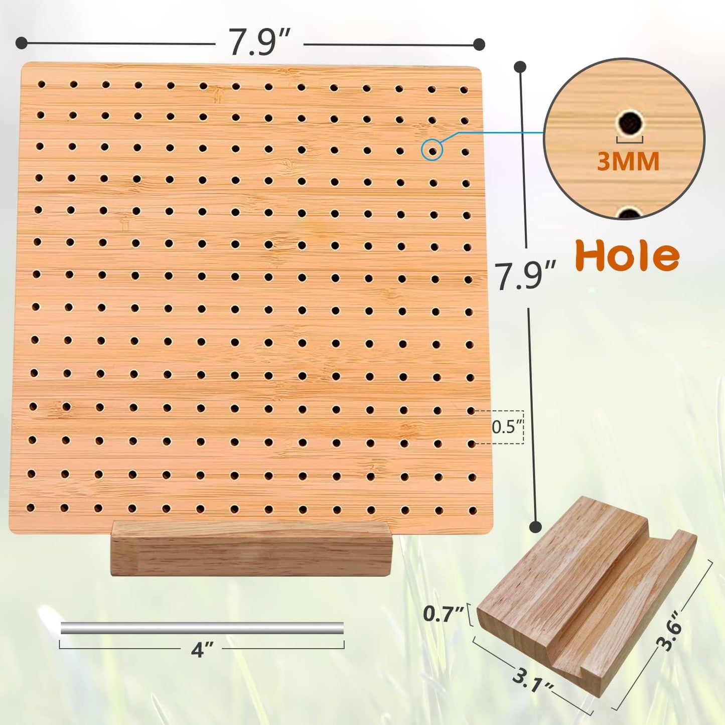 7.8 Inches Bamboo Wooden Board for Knitting Crochet and Granny Squares