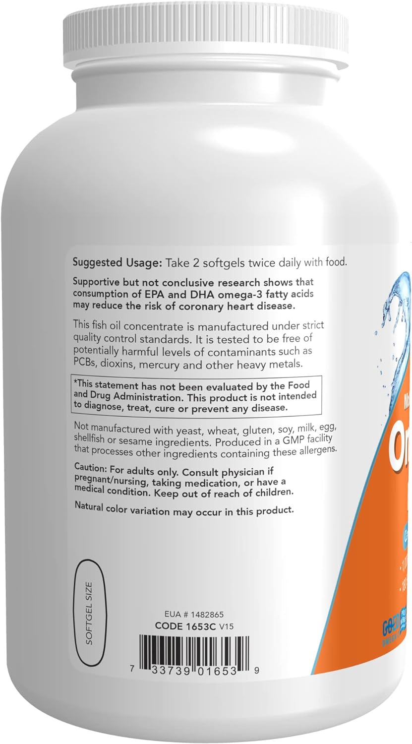 NOW Foods Omega-3 Molecularly Distilled Fish Oil -500 Softgels