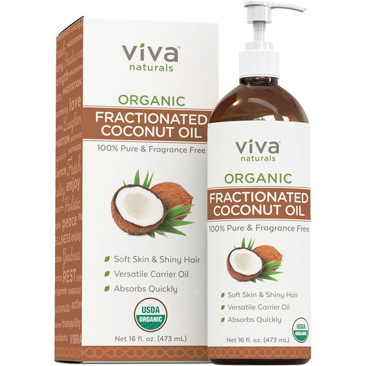 Viva Naturals Organic Fractionated Coconut Oil - Skin & Hair Moisturizer, Relaxing Massage and Body Oil