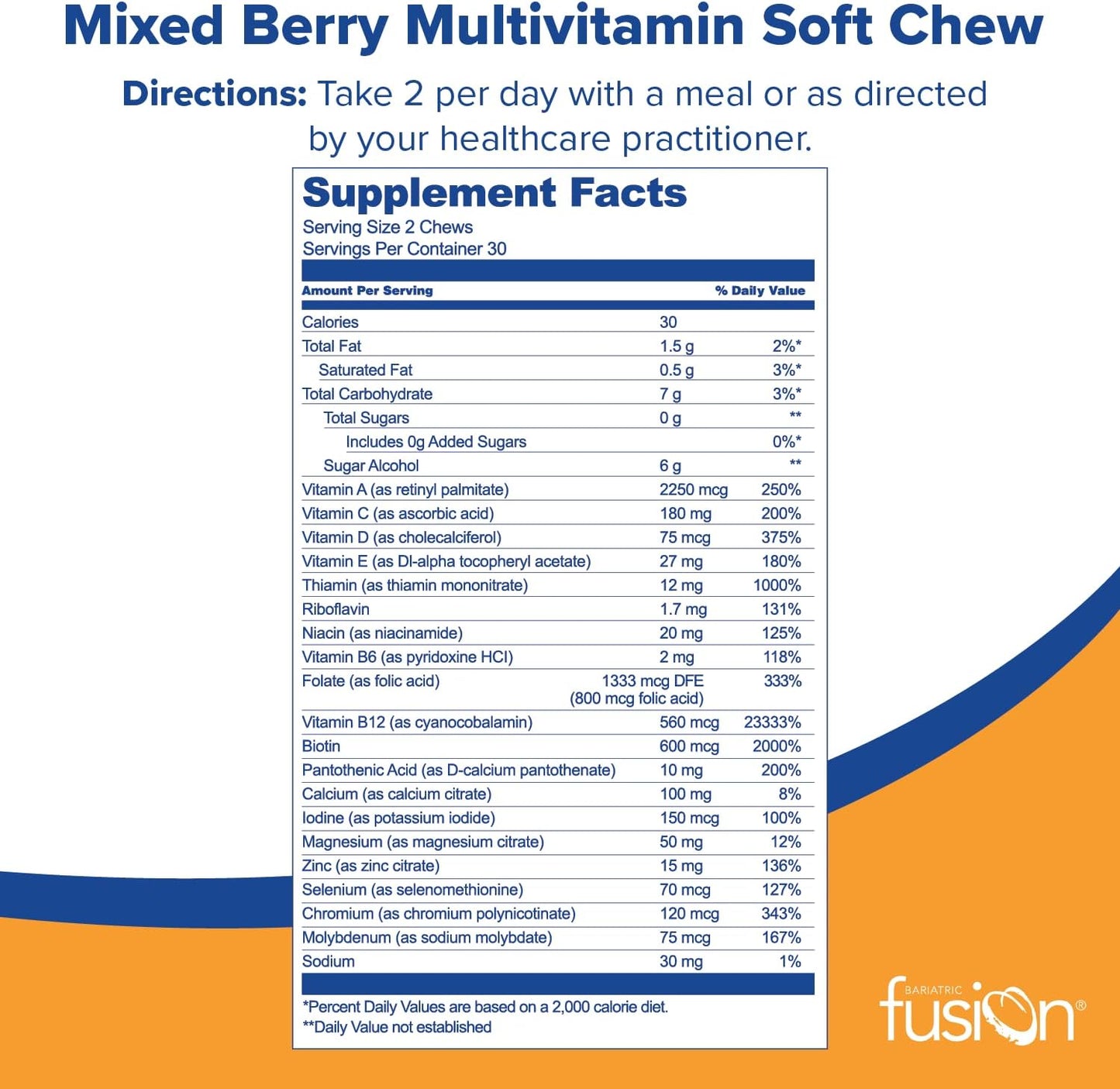 Bariatric Fusion Bariatric Multivitamin Soft Chew  Mixed Berry Fruit Flavor Chewy - 60 Count