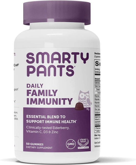 SmartyPants Immune Support Supplement: Clinically Tested Elderberry Gummies  50 count