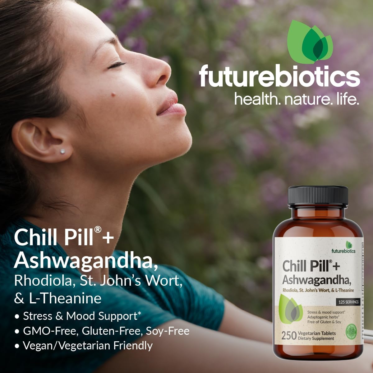 Futurebiotics Chill Pill + Ashwagandha, Rhodiola 120 Vegetarian Tablets