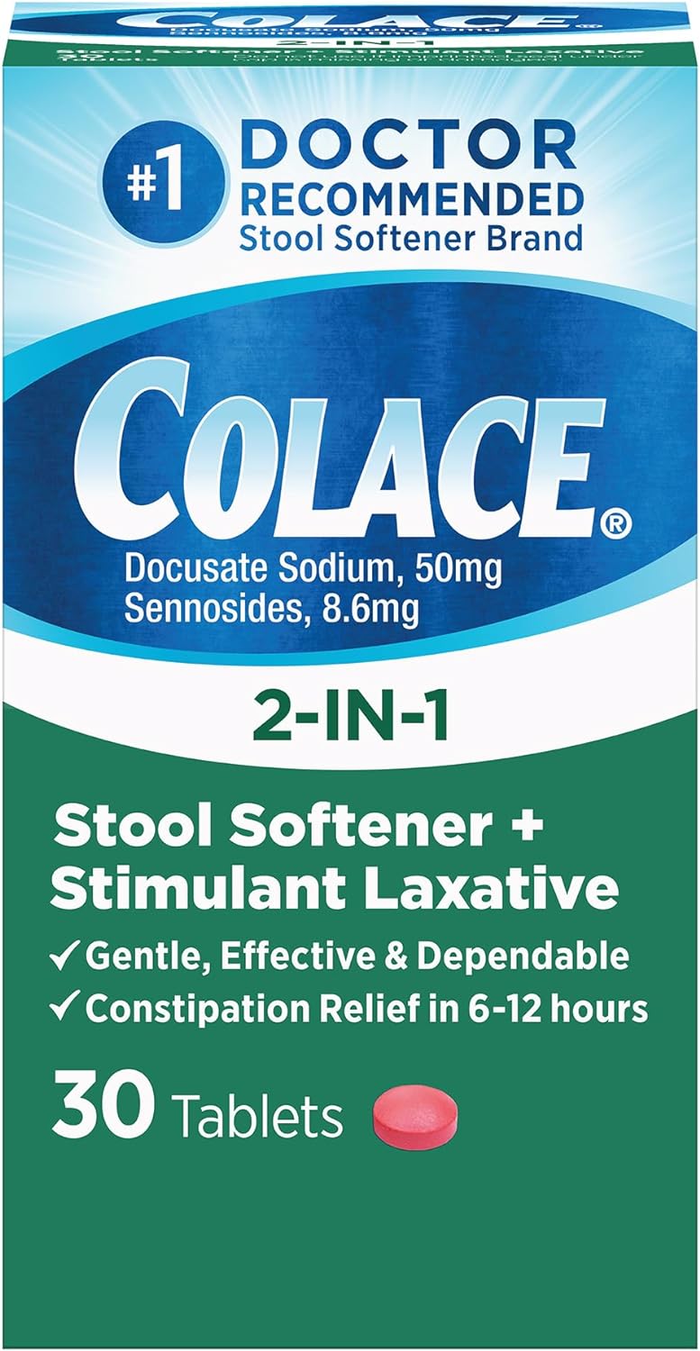 Colace 2-In-1 Stool Softener & Stimulant Laxative Tablets