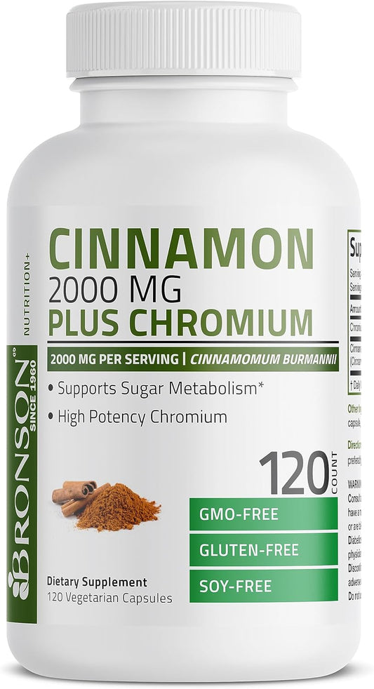 Bronson Cinnamon Plus Chromium Serving  120 Vegetarian Capsules