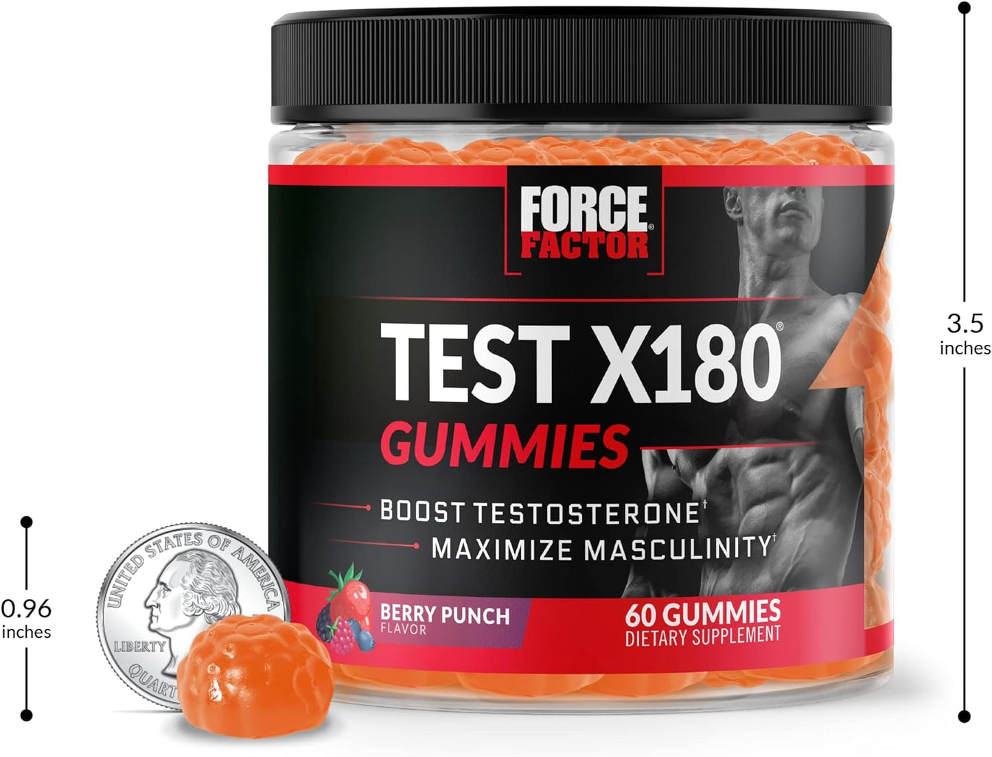 Force Factor Test X180 Gummies Testosterone Booster for Men 60 Gummies