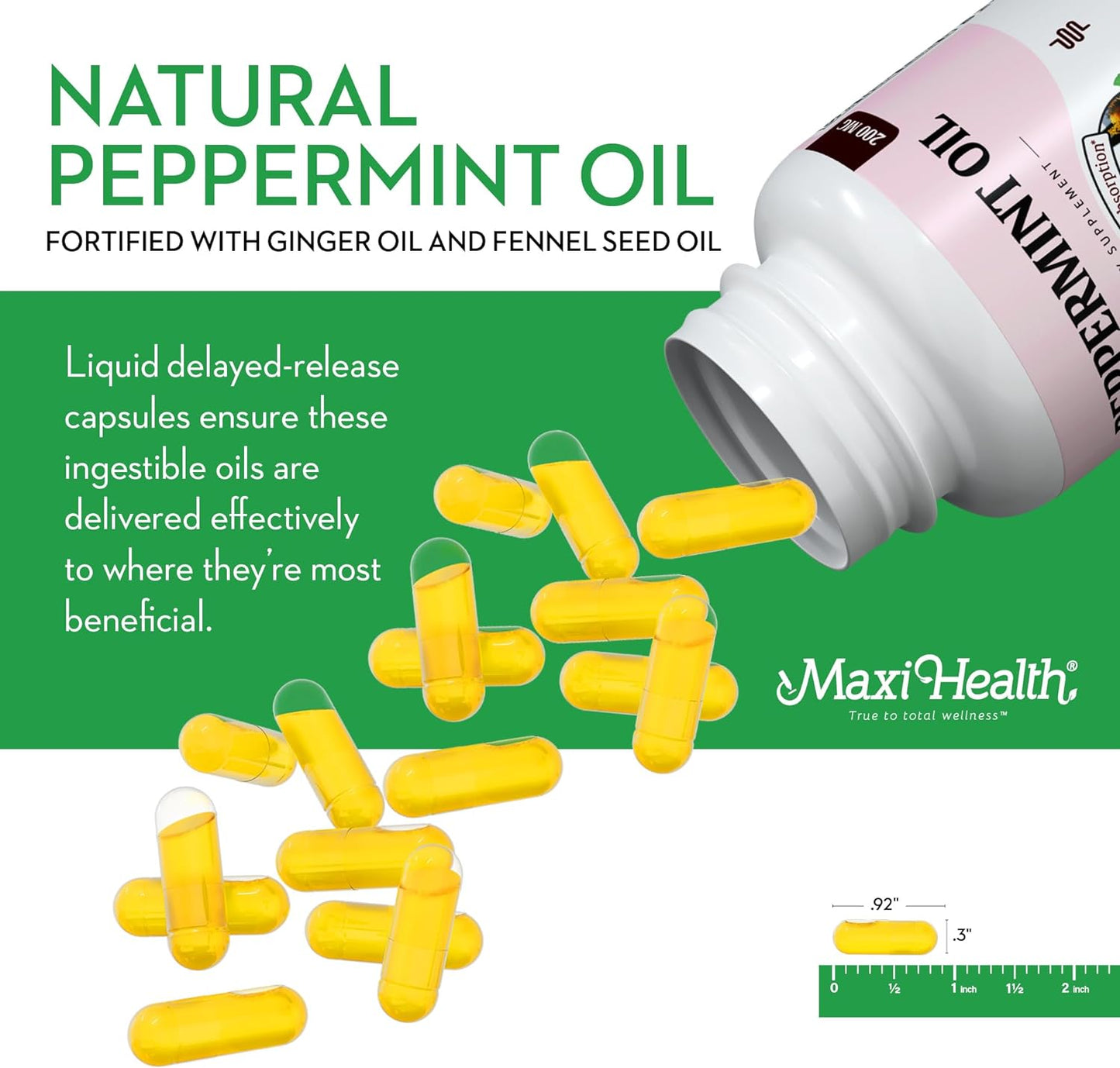 Maxi Health - Peppermint Oil with Ginger & Fennel Delayed Release  60  Capsules