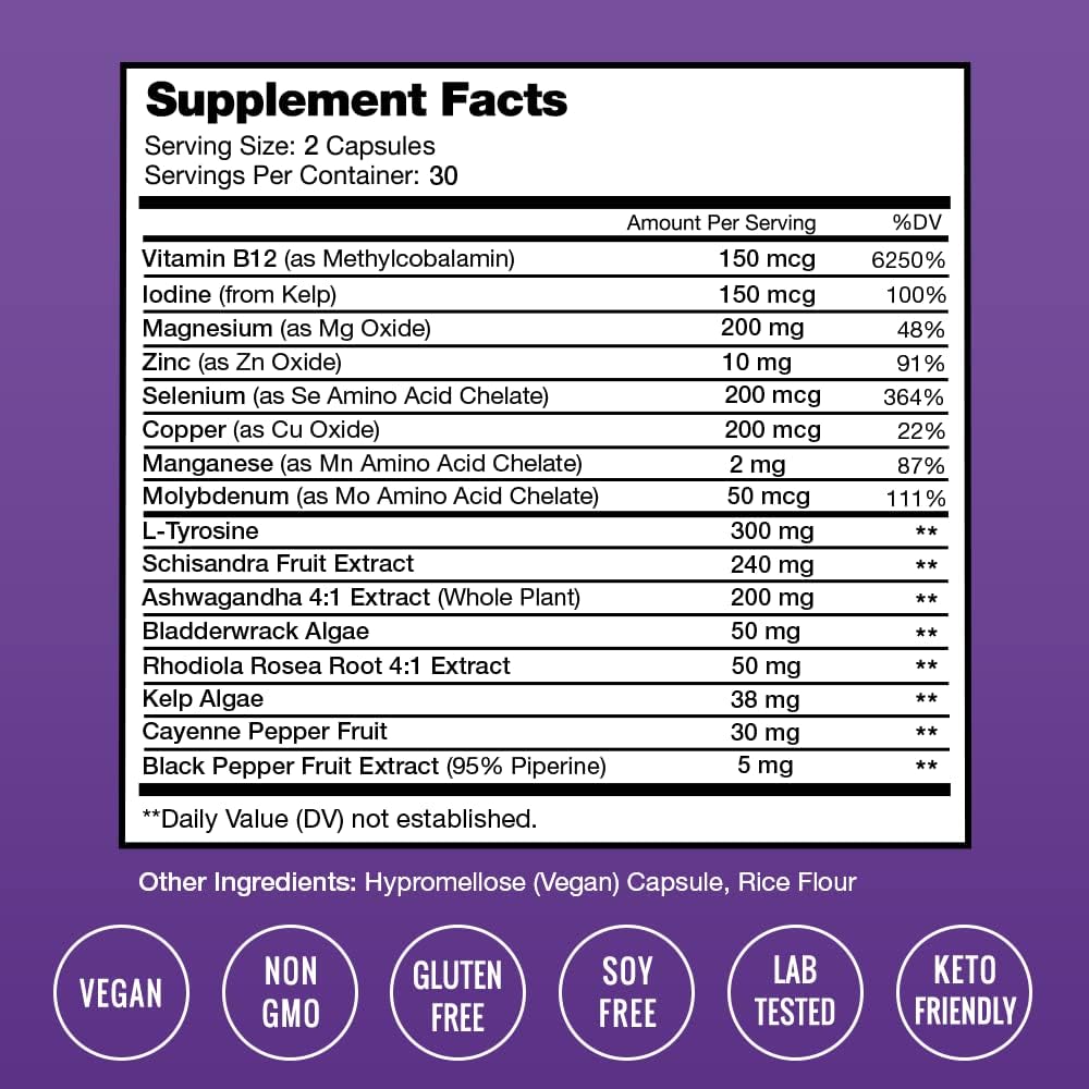 NutraChamps Thyroid Support & Adrenal Support Supplement 2-in-1 Formula 60 count