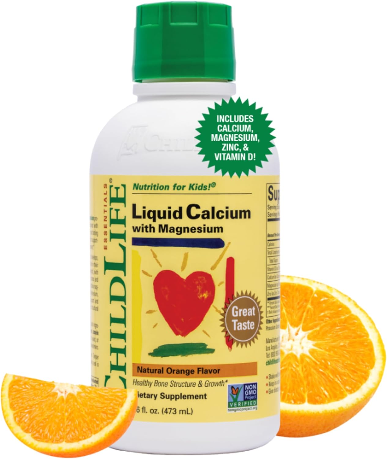 ChildLife Essentials Liquid Calcium Magnesium Supplement 16 Fl Oz Bottle