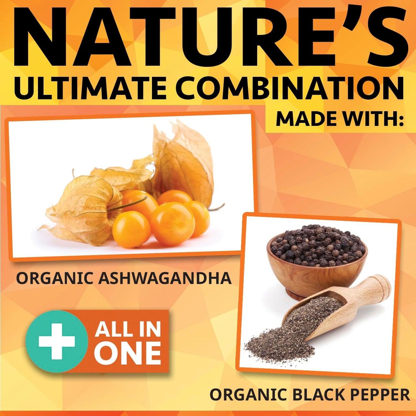 Organic Ashwagandha with Black Pepper - 180 Capsules