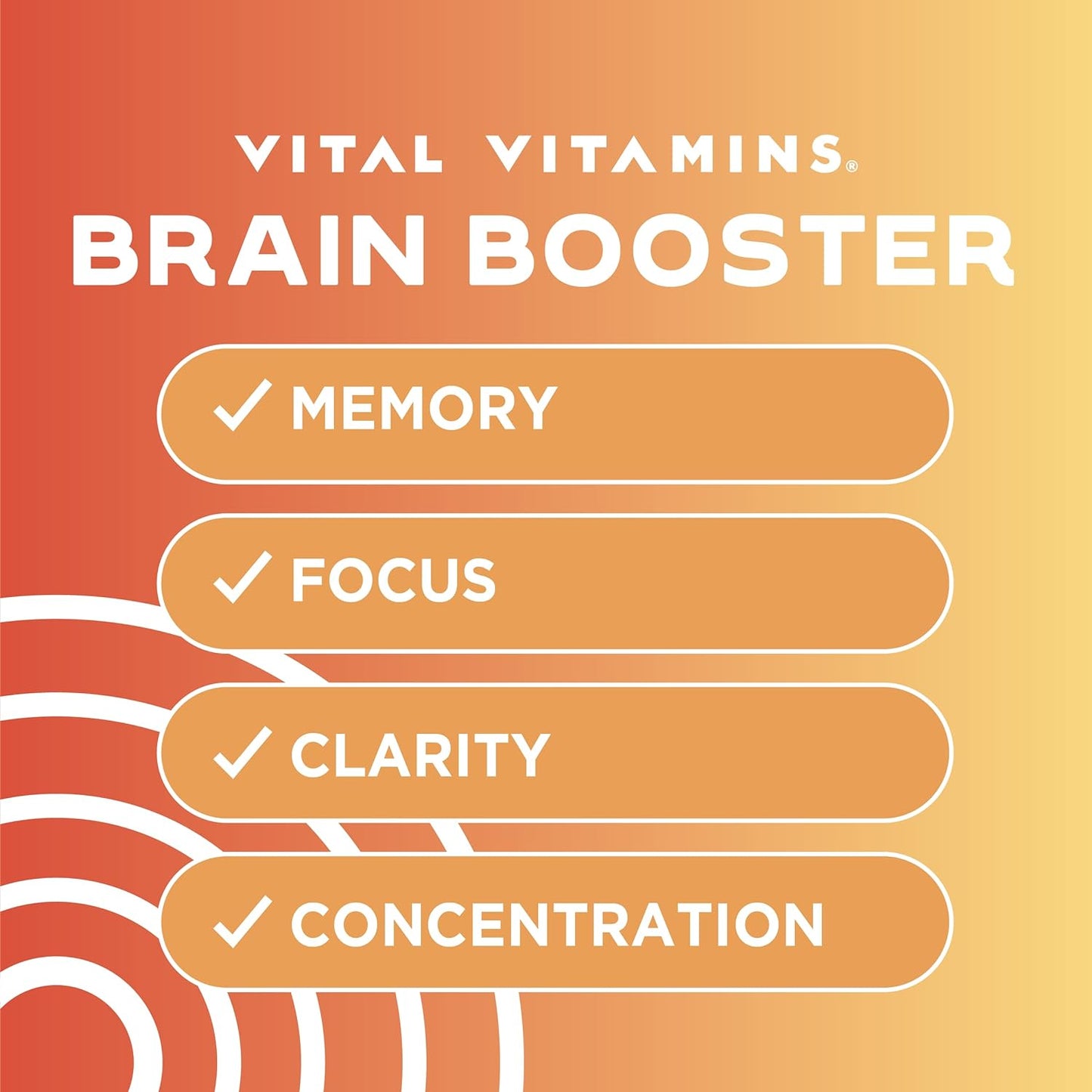 Vital Vitamins Brain Supplements for Memory & Focus  30 count