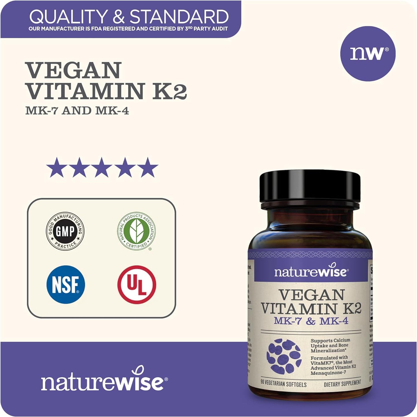 NatureWise Vitamin K2 with MK4 Softgel 90 Count