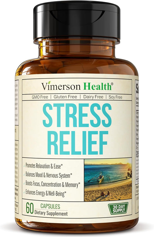 Stress Relief Supplement with 5HTP, Ashwagandha  60 Capsules