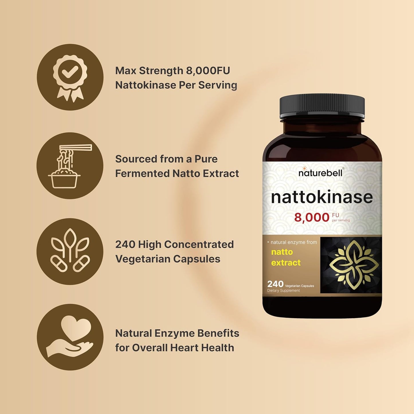 Nattokinase Supplement 240 Veggie Capsules