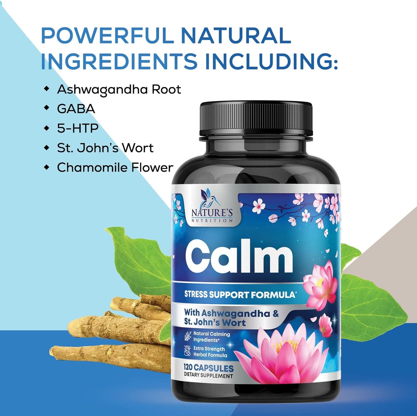 Nature's Nutrition Calm & Stress Support Supplement - 120 Capsules