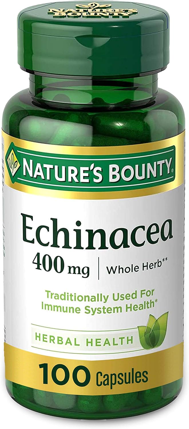 Nature's Bounty Echinacea, Herbal Supplement, Supports Immune Health, 400mg, 100 Capsules