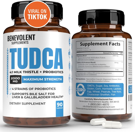 2000mg TUDCA Bile Salts Supplement Complex  - 90 capsules