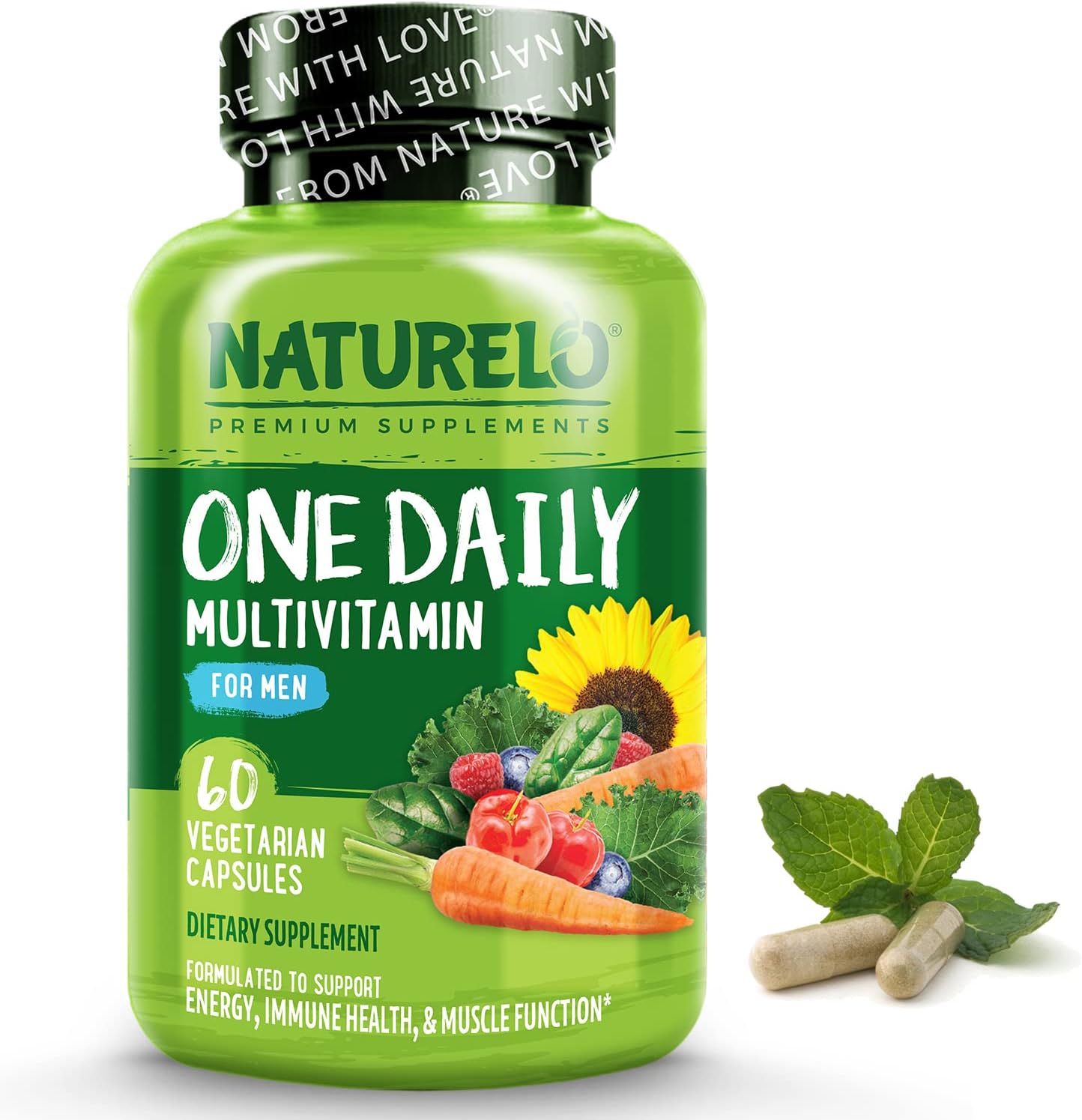 NATURELO One Daily Multivitamin for Men - with Vitamins & Minerals + Organic Whole Foods - 60 capsules