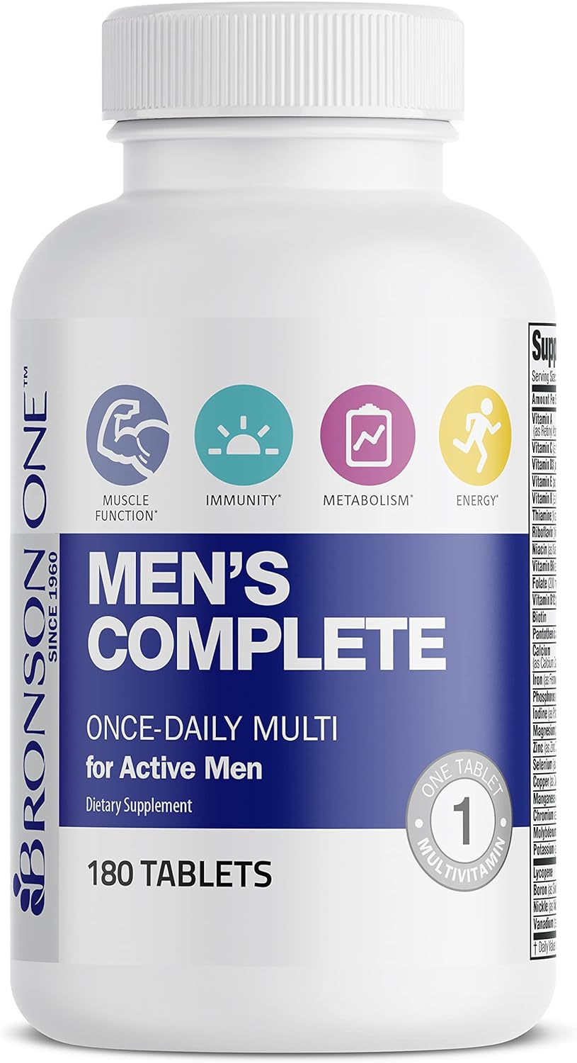 Bronson ONE Daily Men’s Complete Multi for Active Men, 180 Tablets