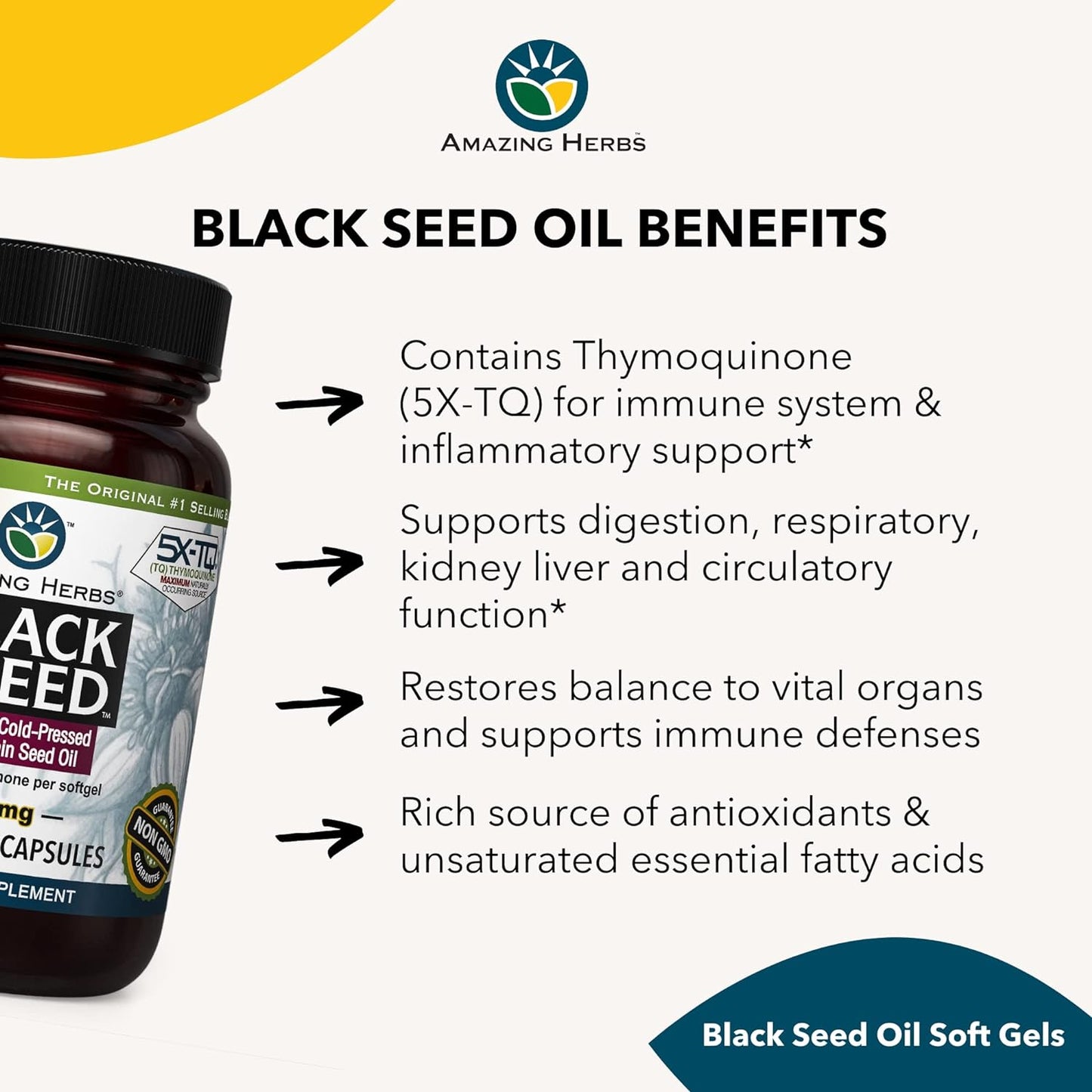 Amazing Herbs Premium Black Seed Oil  90 Capsules