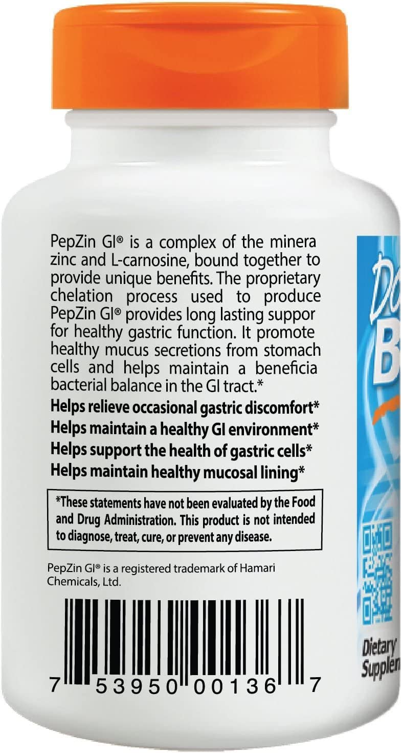 Doctor's Best PepZin GI, Zinc-L-Carnosine Complex, 120 Veggie Caps