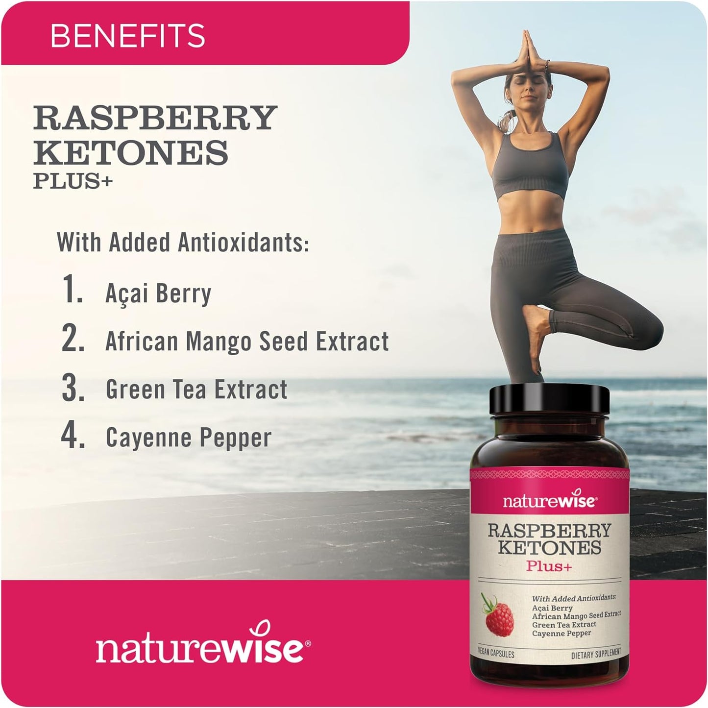 NatureWise Raspberry Ketones Plus 120 Veggie Capsules