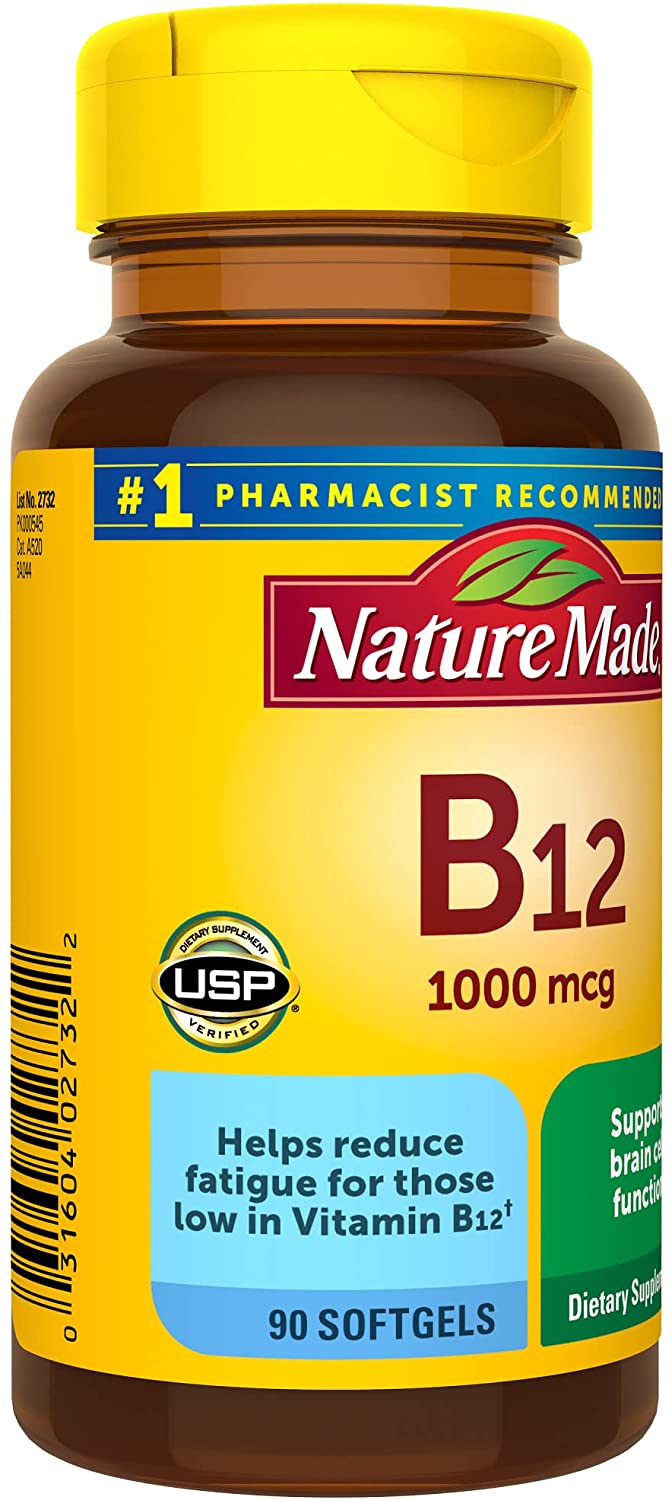 Nature Made Vitamin B12 1000 mcg, Dietary Supplement for Energy Metabolism Support 90 Softgels