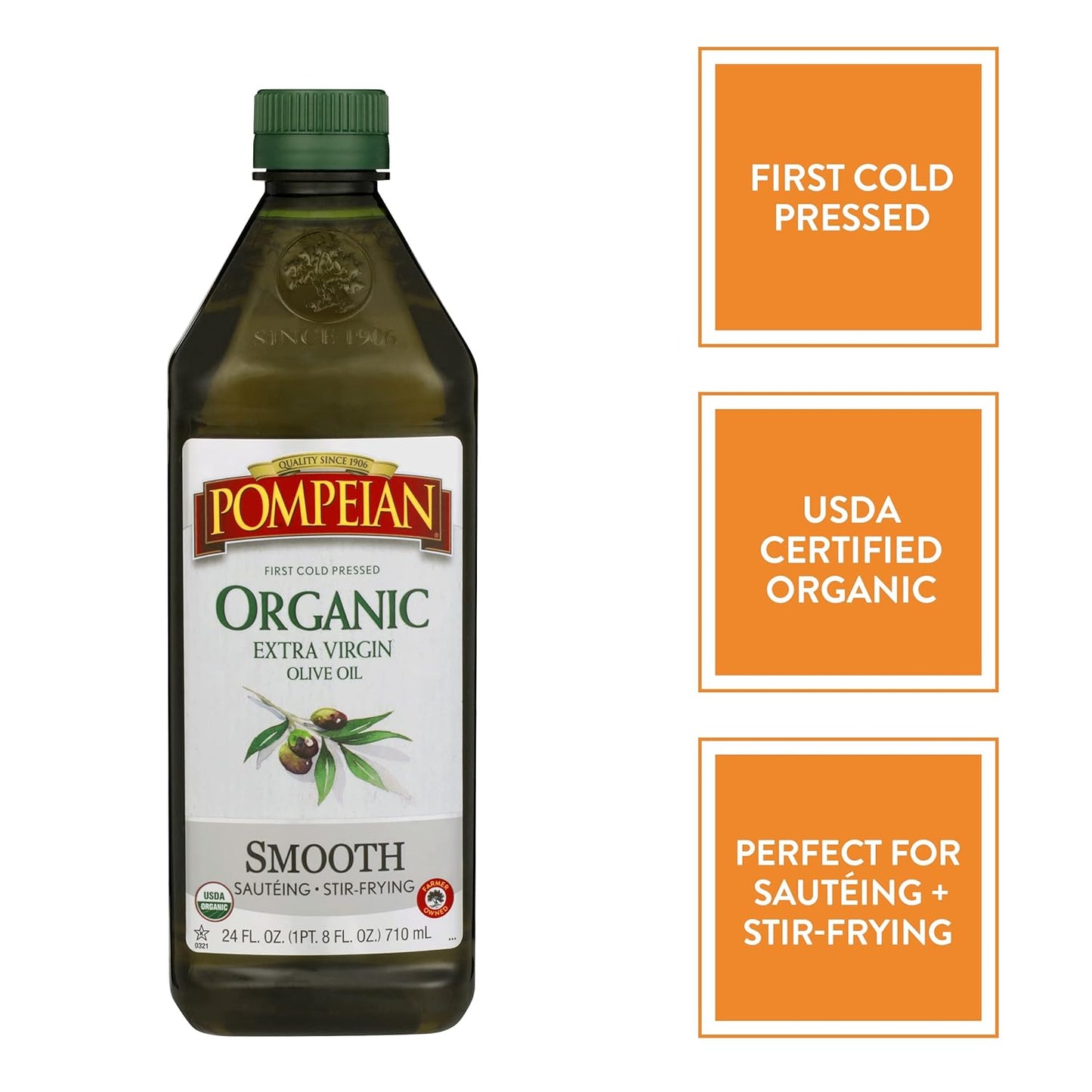 Pompeian USDA Organic Smooth Extra Virgin Olive Oil,24 FL. OZ.