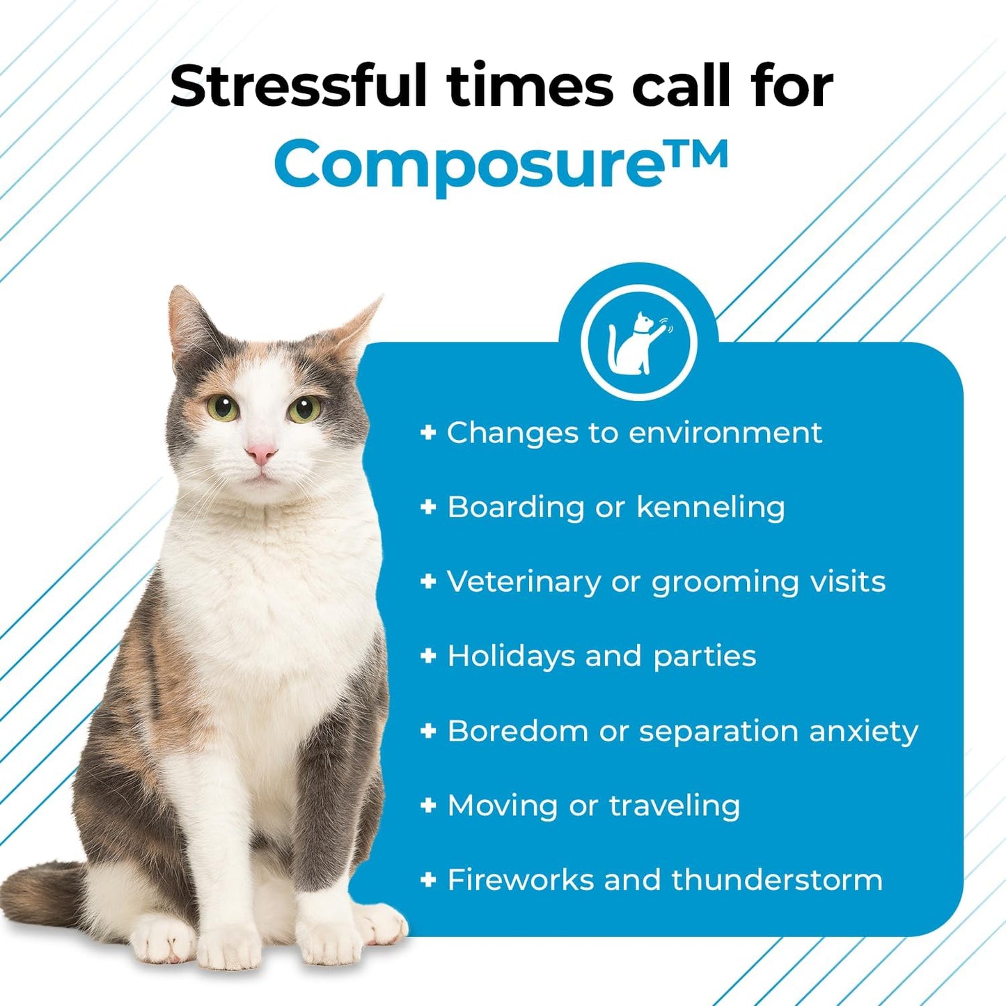 VetriScience Composure, Calming Formula for Cats, 30 Bite-Sized Chews