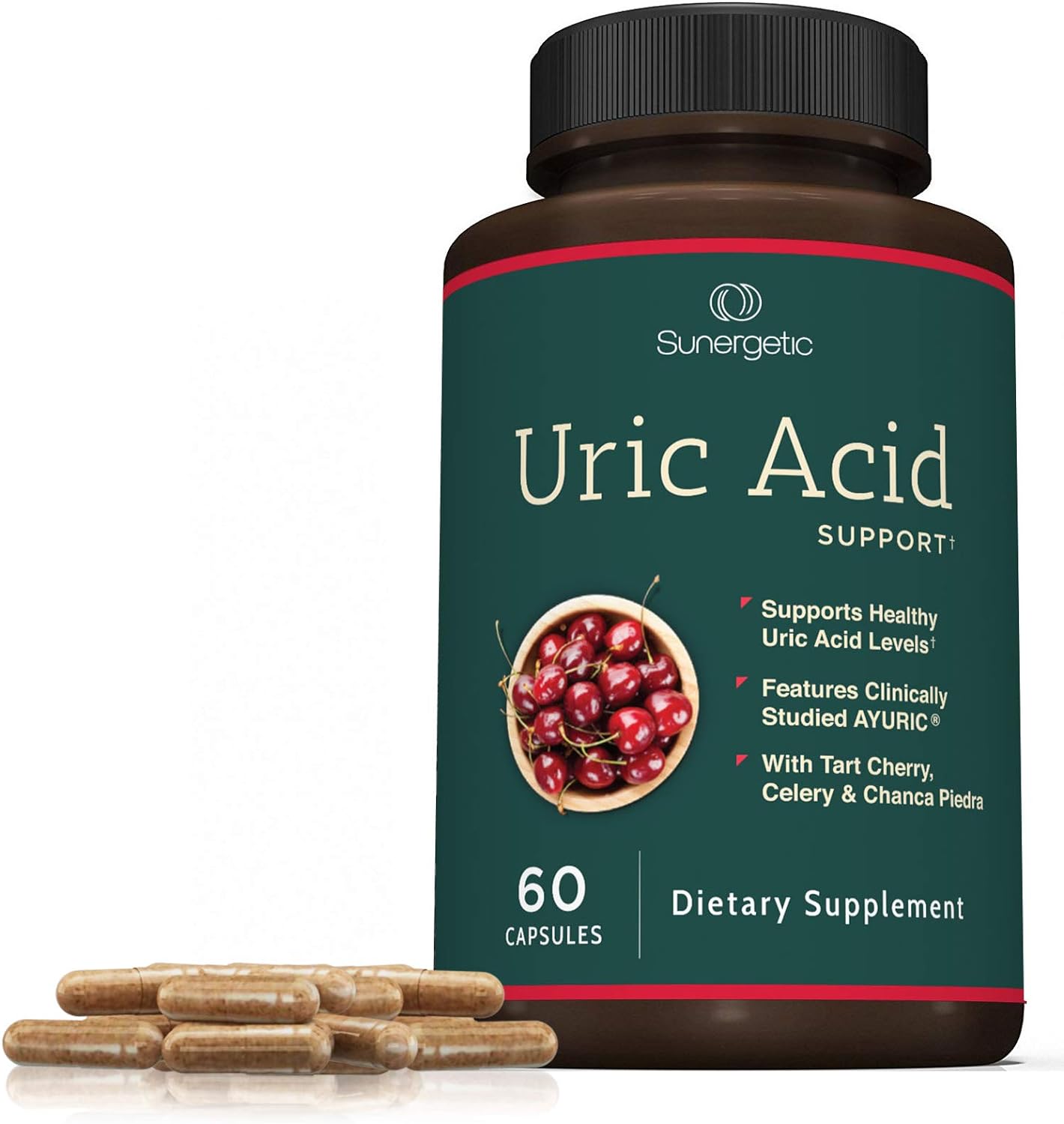 Sunergetic Premium Uric Acid Support Supplement- 60 Veggie Capsules