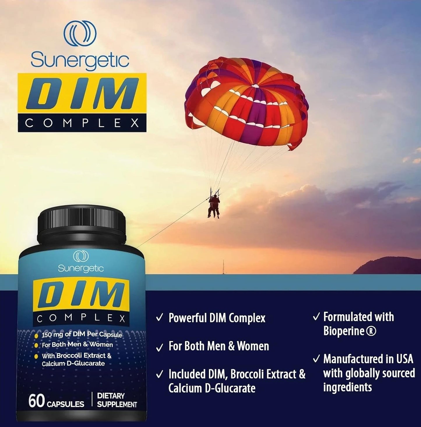 Sunergetic Premium DIM Supplement– 150mg 60 capsules