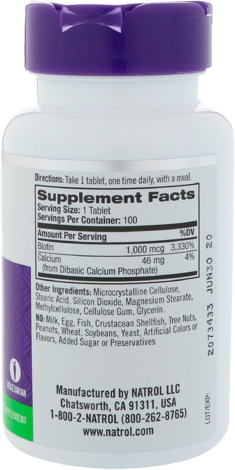 Natrol Biotin Tablet 10000 mcg, 100 Count