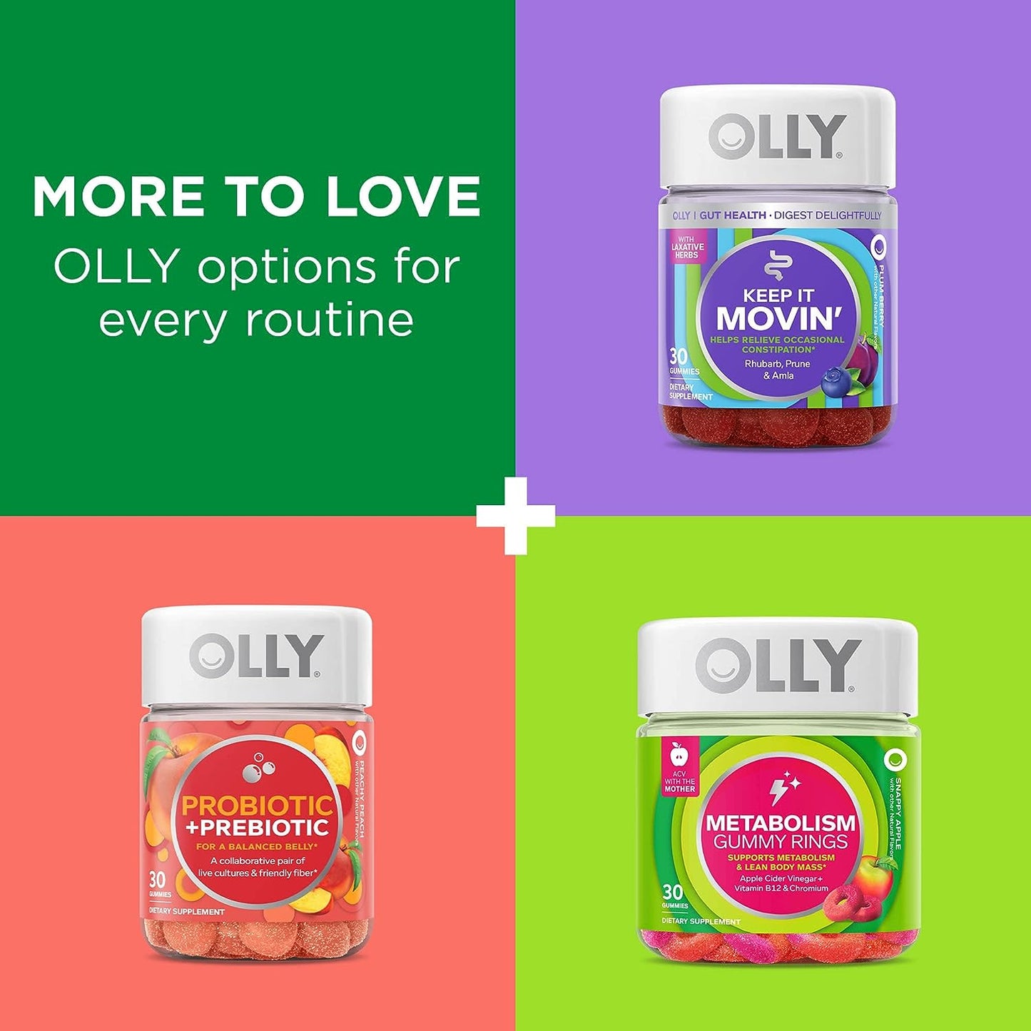 OLLY Fiber Gummy Rings,  Berry Melon 50ct