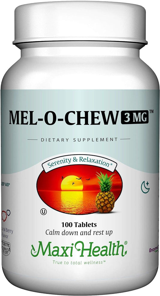 Maxi Health Chewable Melatonin, Kosher Berry Flavor, 3mg 100 Count