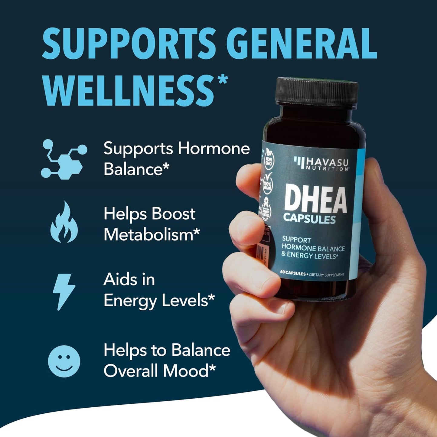 HAVASU NUTRITION DHEA 50mg Extra Strength Designed for Promoting Youthful Energy, 60 capsules