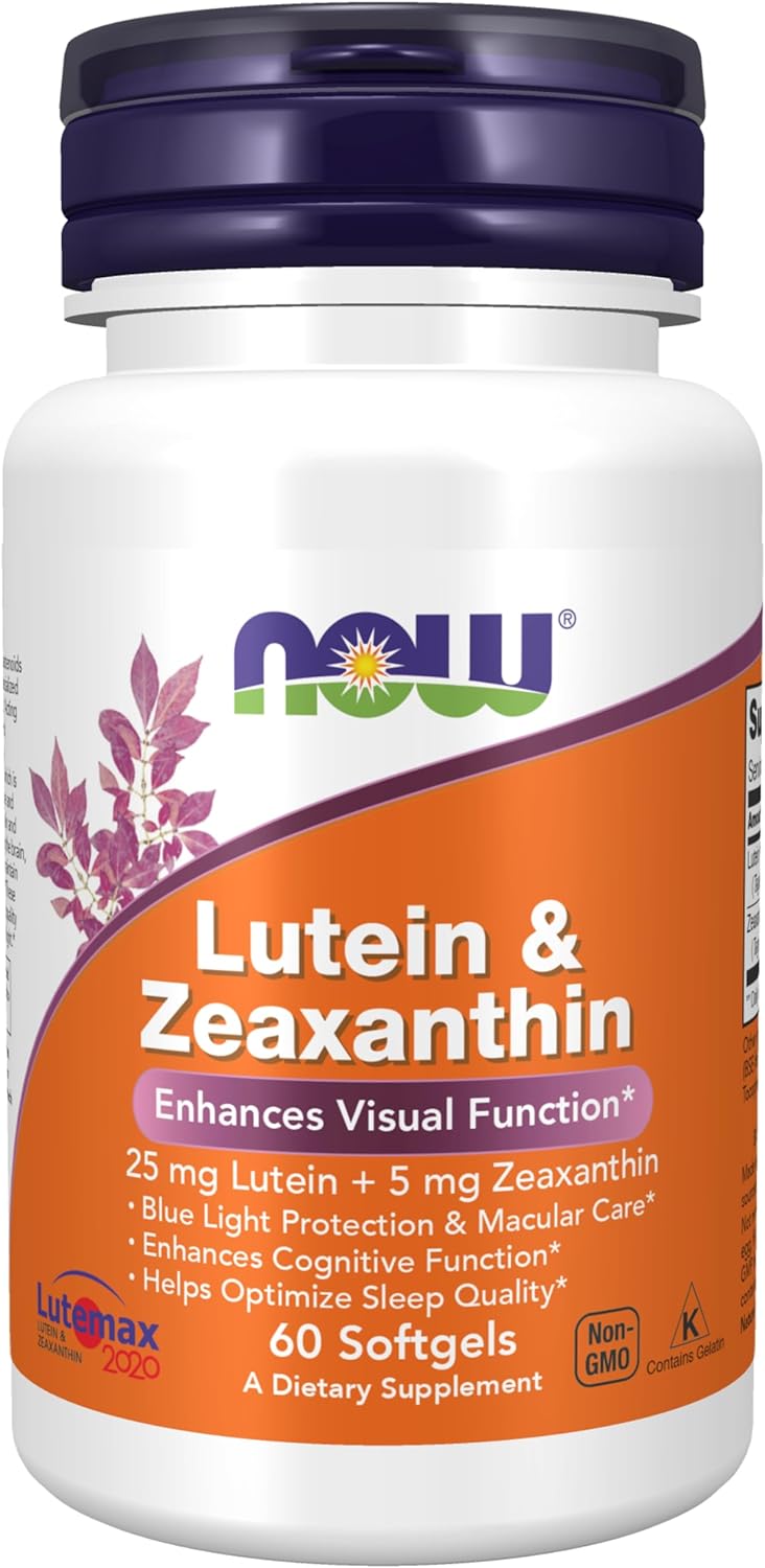 NOW Supplements, Lutein & Zeaxanthin with 25 mg Lutein and 5 mg Zeaxanthin, 60 Softgels