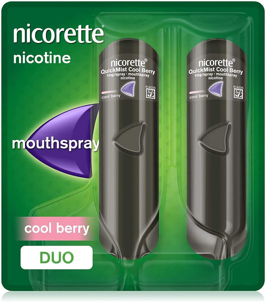 Nicorette Quickmist Mouthspray Duo Pack Cool Berry 1 mg (Stop Smoking Aid)