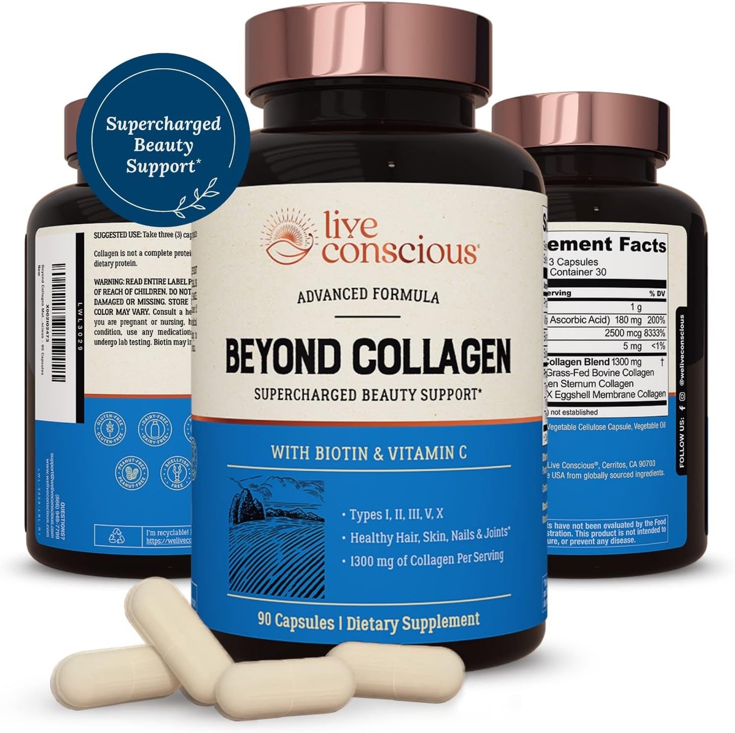 Live Conscious Beyond Collagen Multi Collagen Capsules - 90 capsules