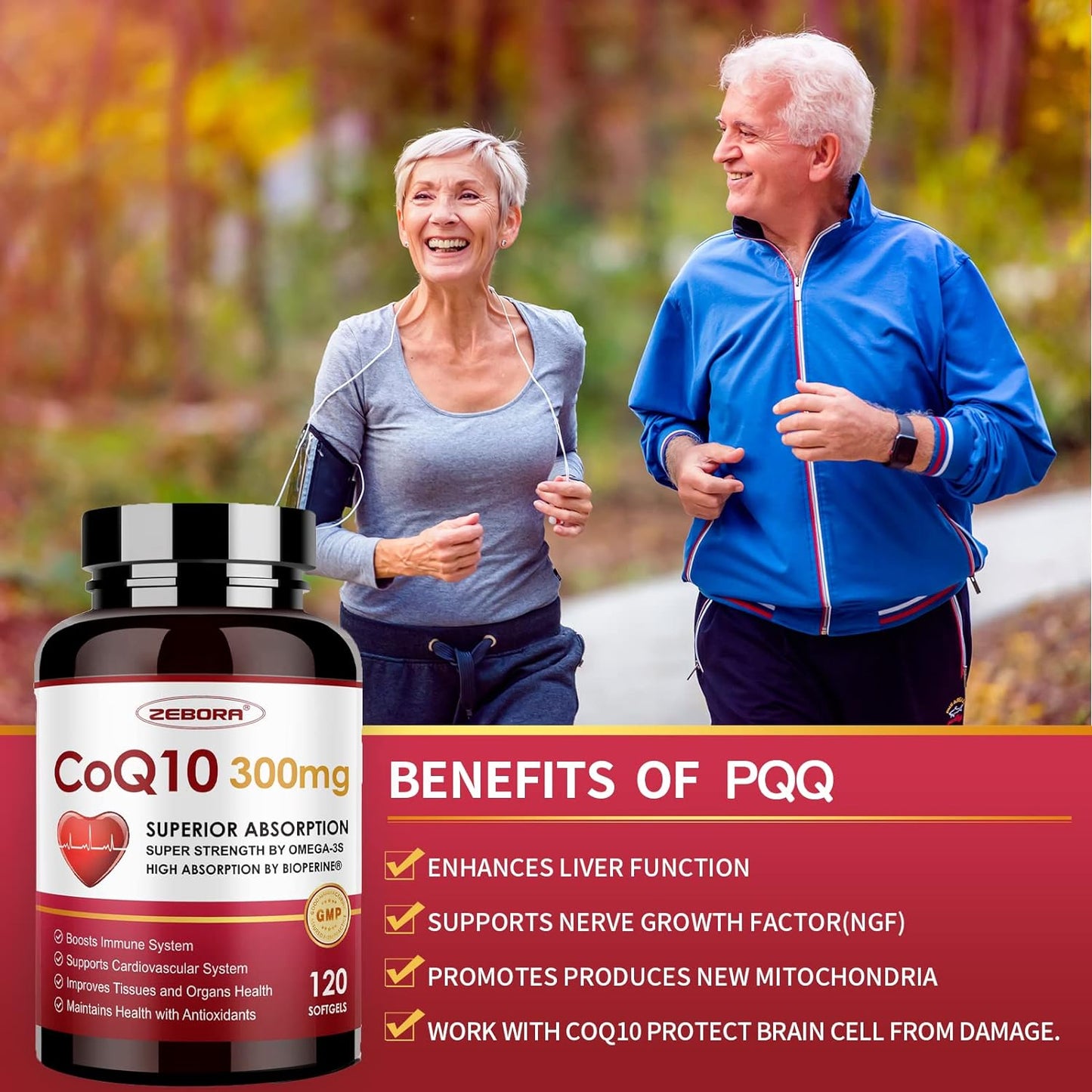 ZEBORA CoQ10-300mg- with  BioPerine & Omega-3, 120 softgels