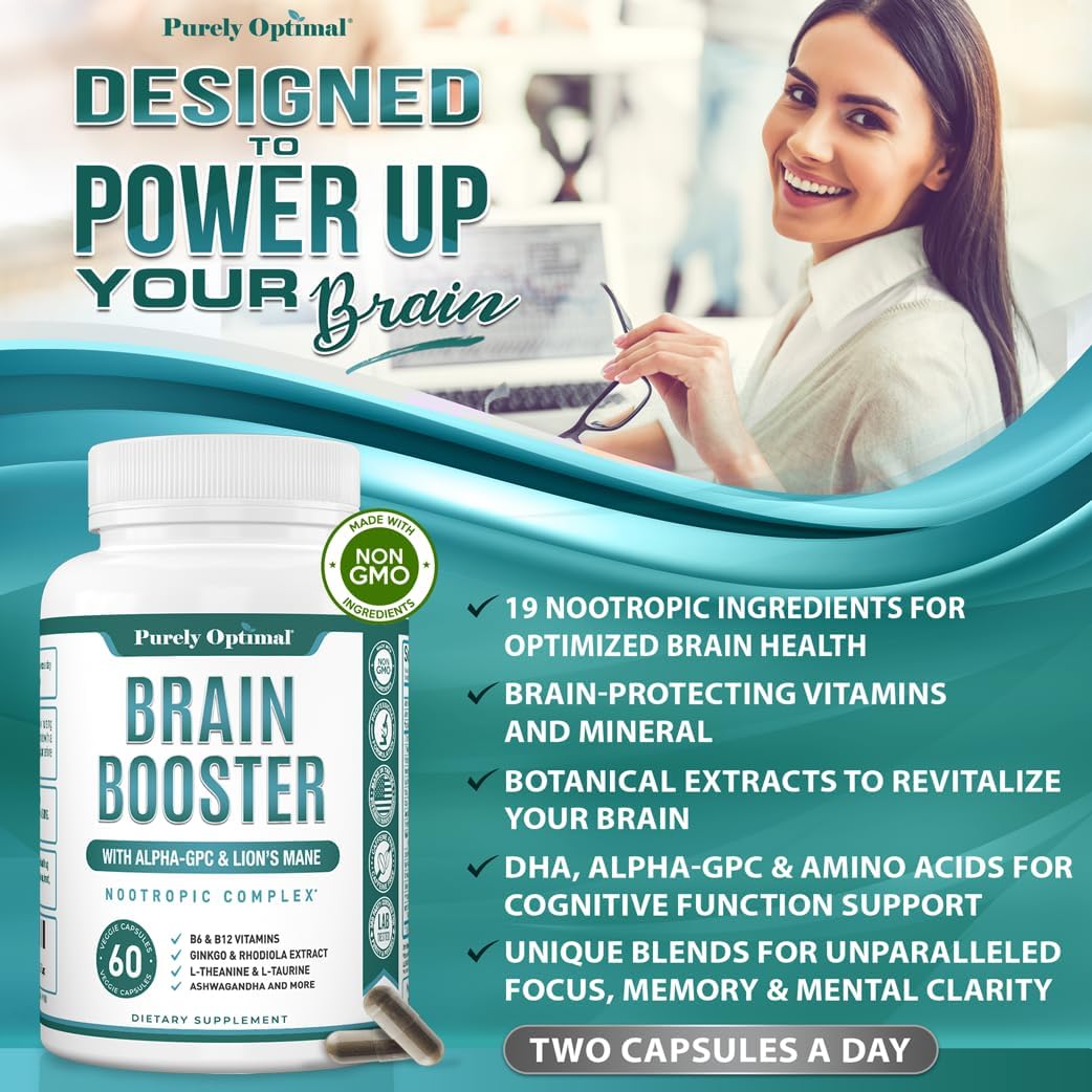 Premium Brain Supplement -  Nootropic Brain Booster for Focus- 60 Caps