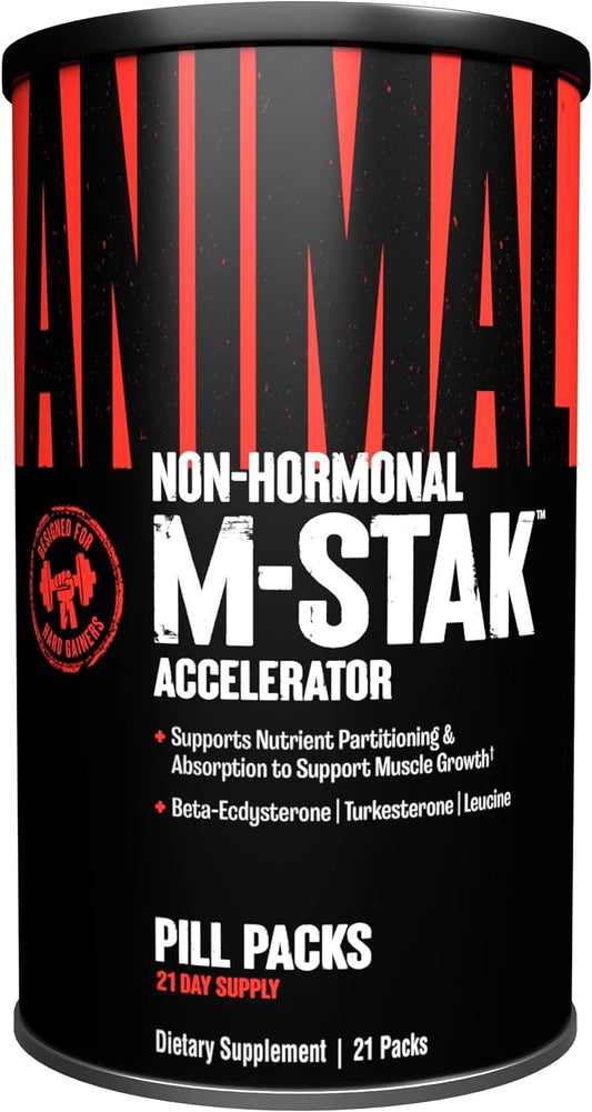 Animal M-Stak - Non-Hormonal Hard Gainers Muscle Building Stack with Energy Complex - 21 Count