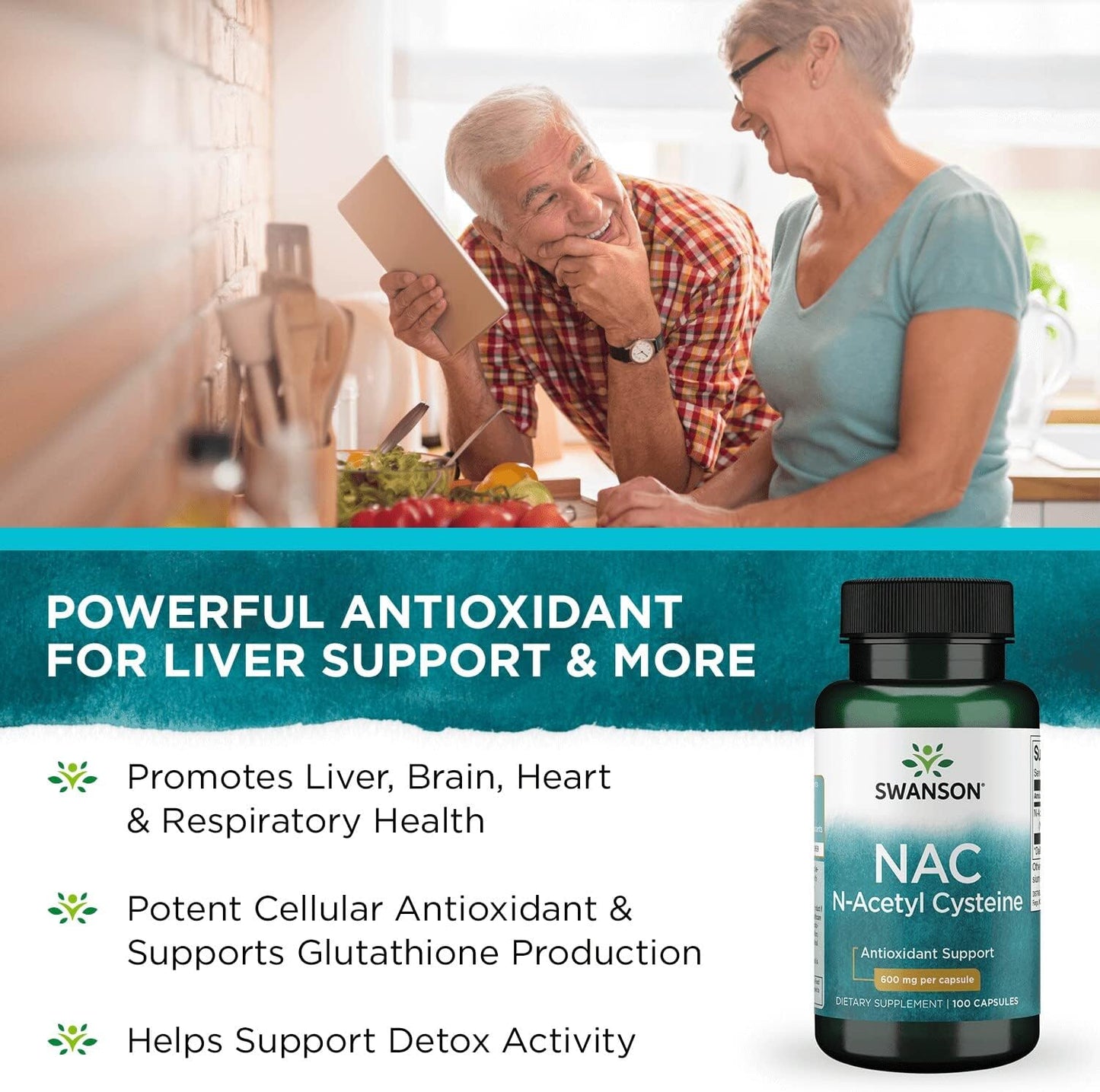 Swanson NAC - N-Acetyl Cysteine - Supplement 100 Capsules